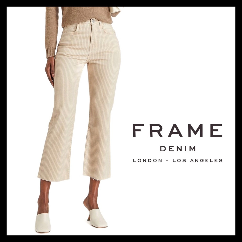 FRAME Premium Women’s Le Jane Crop Striped High-Rise Straight-Leg Jeans Size 27